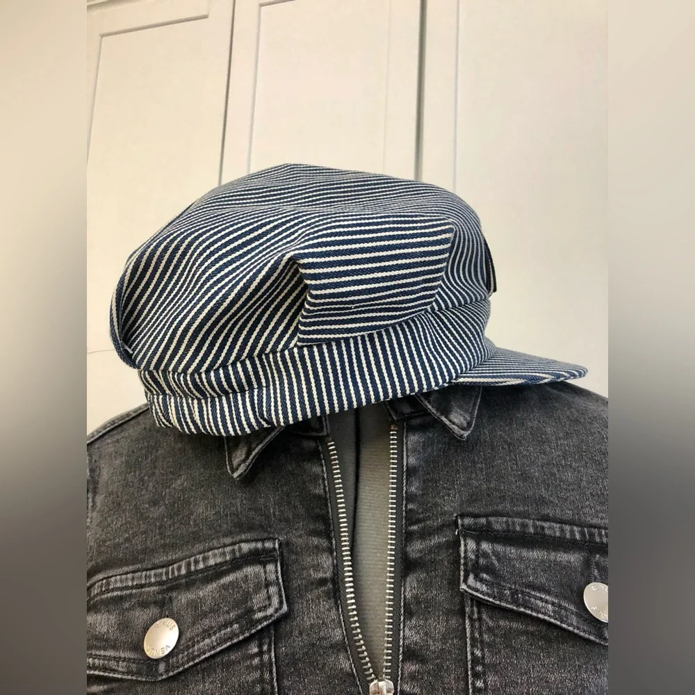 Vintage Blue and White Striped Railroad Museum Cap - Picture 7 of 10